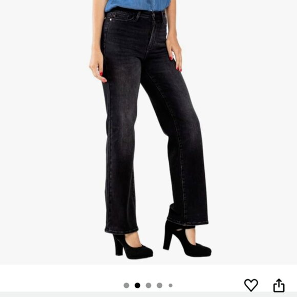 Judy Blue 90's Washed Black High Waist Straight Leg Jeans 13/31 Petite - Picture 3 of 15